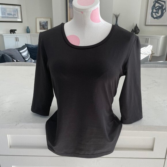 Mexx Casual Scoop Neck Elbow Sleeve Length Polyester Blend Top Black Sz M/L - Picture 1 of 8